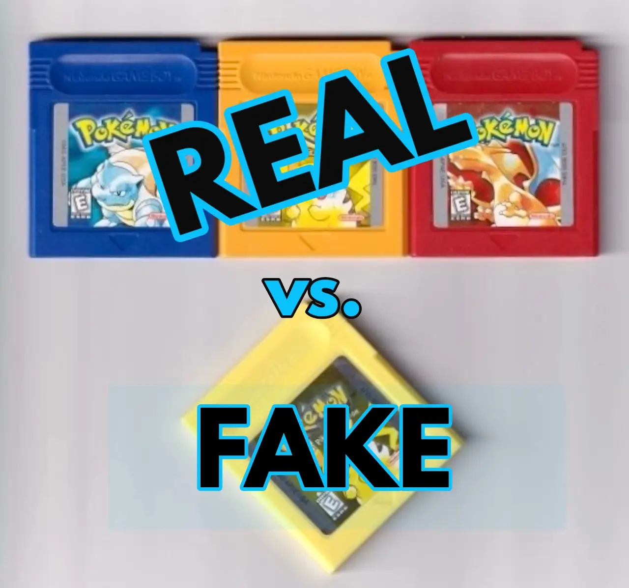 Real vs fake Pokemon Game Boy cartridges